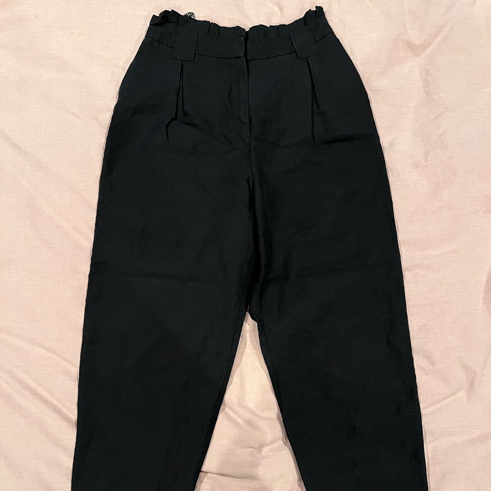 TopShop Paper bag waist linen pants